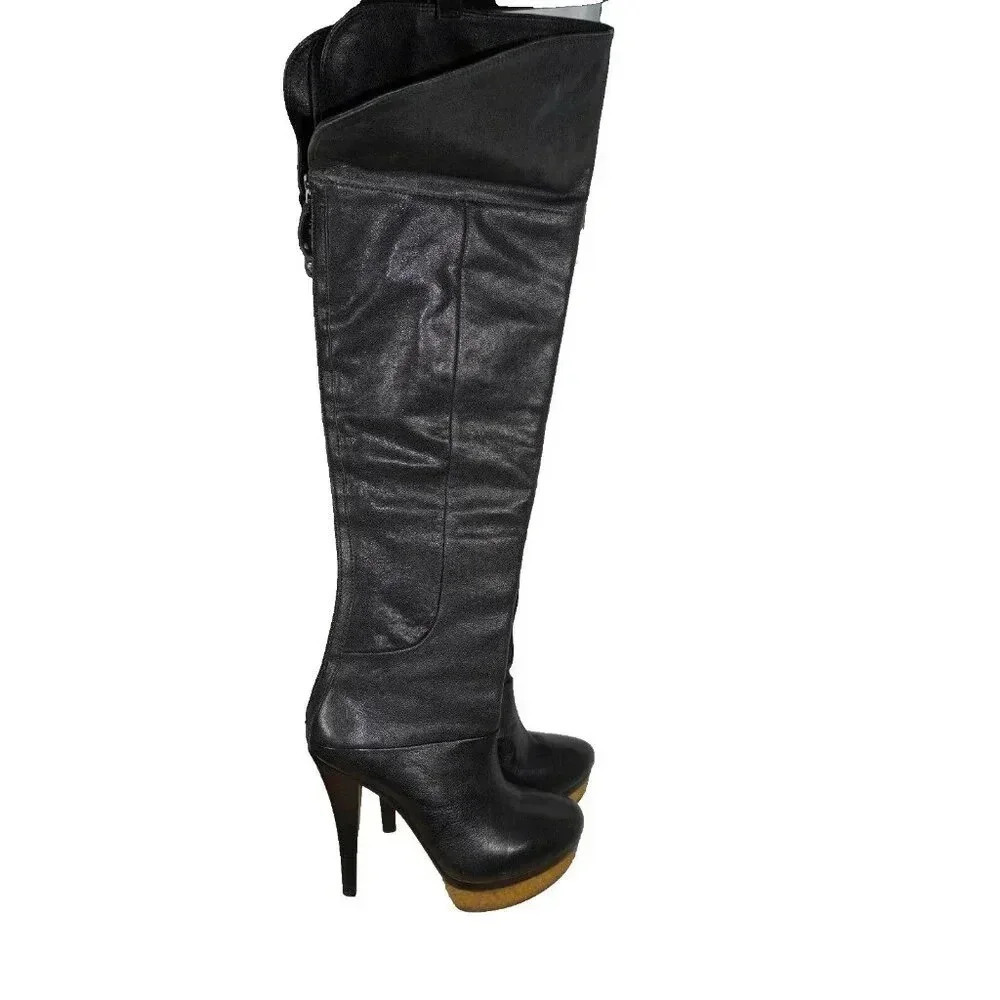 Chic Black Knee-High Heeled Boots – Trendy Women's Fashion Shoes Christmas 9B